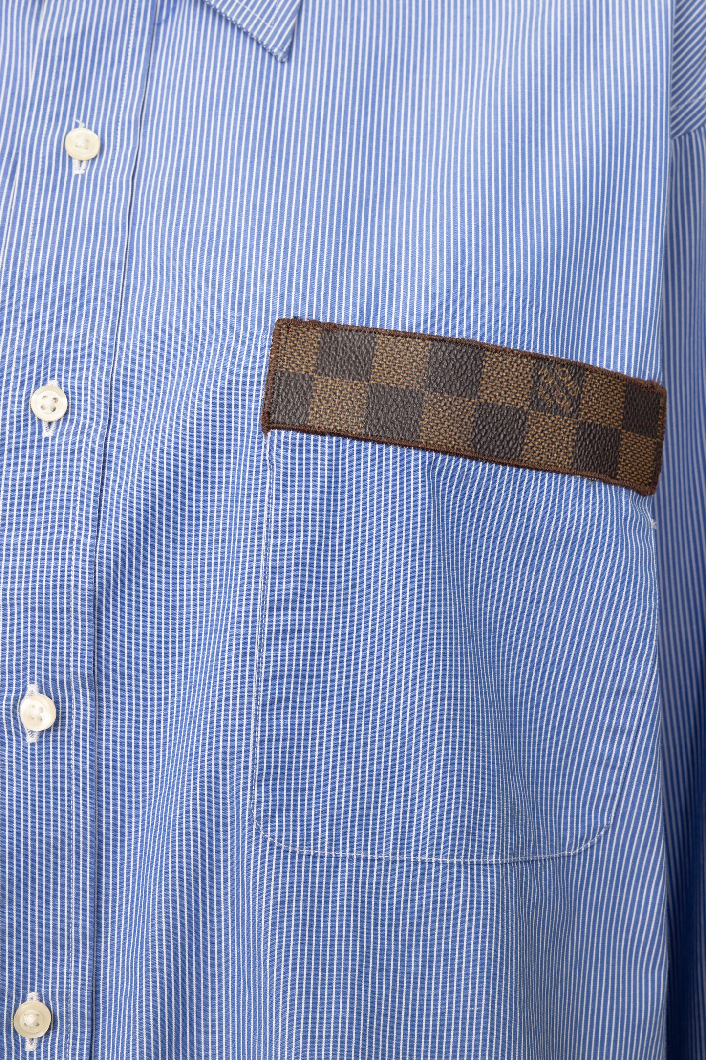 Monogram Detail Classy Unisex Shirt - Blue