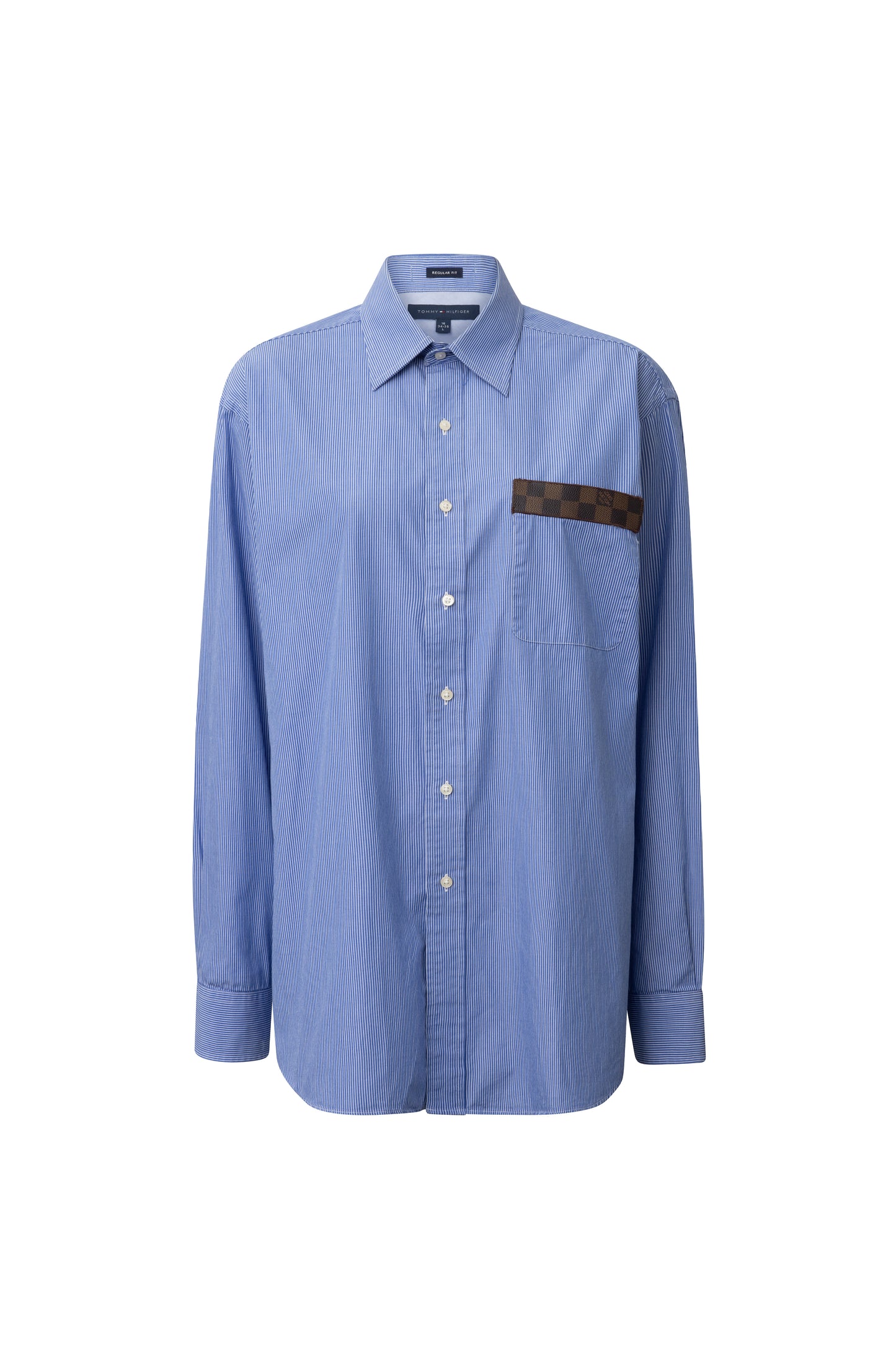 Monogram Detail Classy Unisex Shirt - Blue