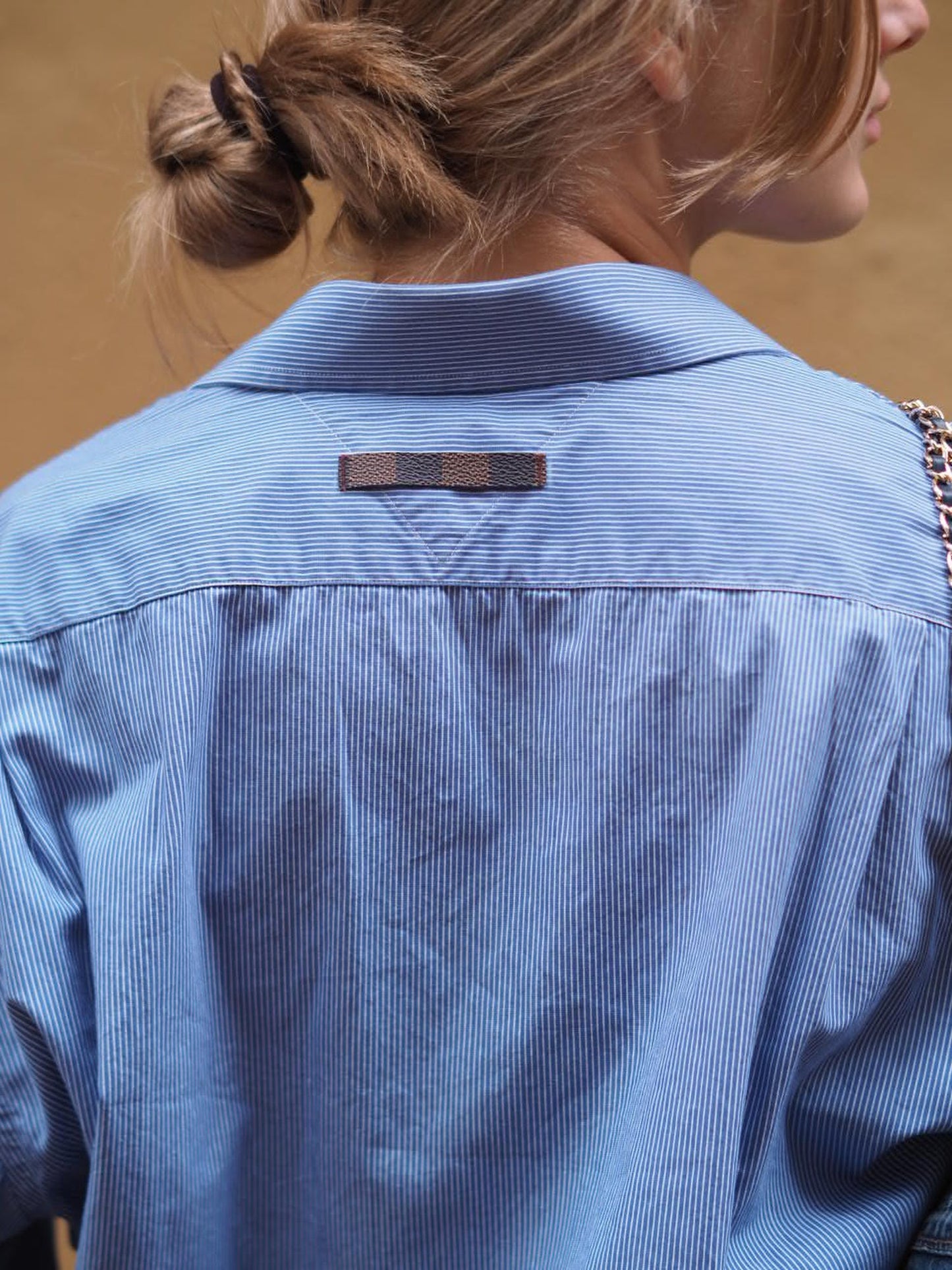 Monogram Detail Classy Unisex Shirt - Blue